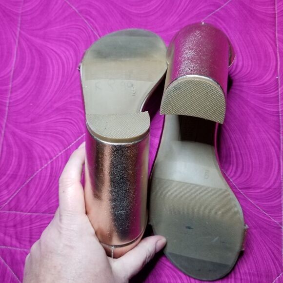 BRASH flowers rose metallic heels size 9 - Picture 5 of 8